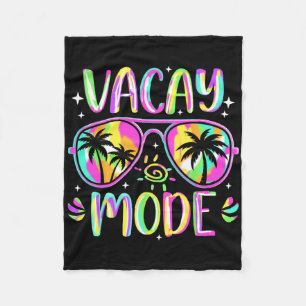 Vacay Mode Vacation Summer Cruise Palm Trees Getaw Fleece Blanket