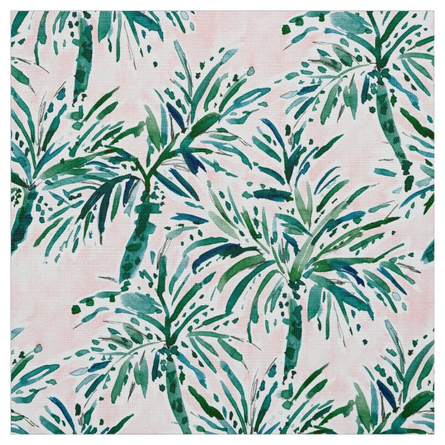 VACAY VOCAB Watercolor Blush Palms Fabric (Swatch)