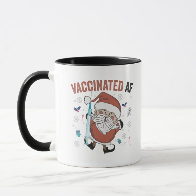 Vaccinated af Funny Christmas Vaccinated Santa Mug (Left)