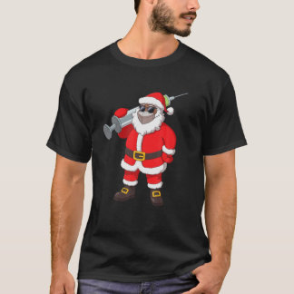 Vaccinated African American Santa Claus In Mask Ch T-Shirt