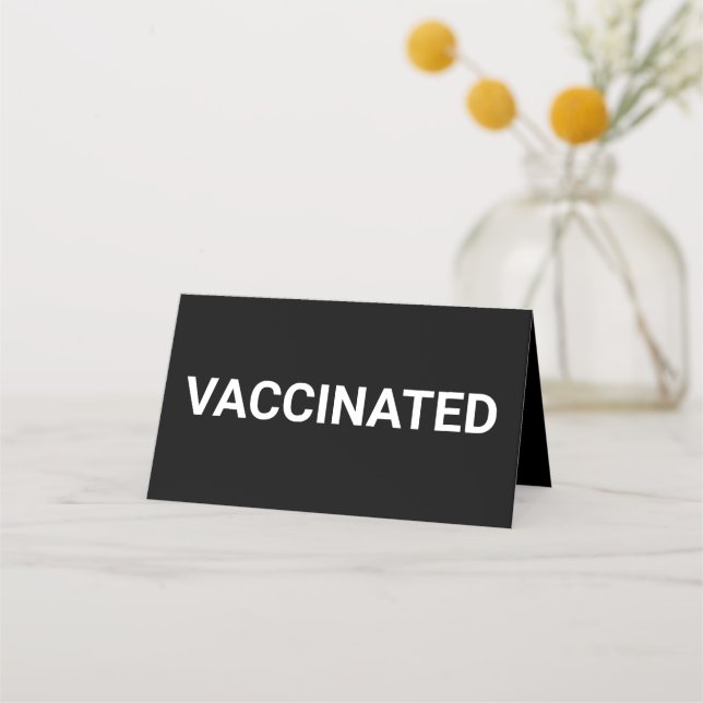 Vaccinated, black white customisable table sign lo loyalty card (Front)