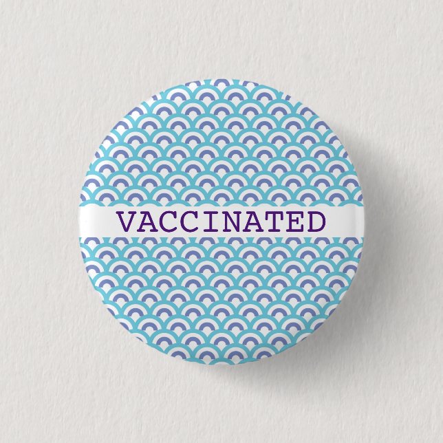 VACCINATED blue clouds printed 3 Cm Round Badge (Front)