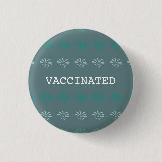 VACCINATED blue floral printed 3 Cm Round Badge
