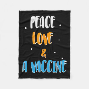 Vaccinated Funny Humour Joke Graphic Quote Peace L Fleece Blanket