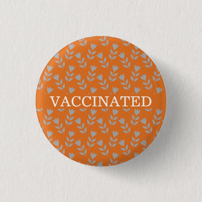VACCINATED grey flowers print 3 Cm Round Badge (Front)