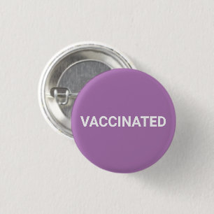 Vaccinated, lavender white pin button