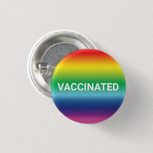 Vaccinated, lgbt pride rainbow colours pin button