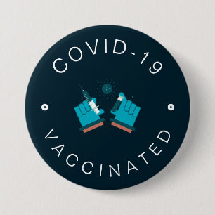 Vaccinated Modern Health Care Motivational Teal   7.5 Cm Round Badge