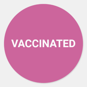 Vaccinated mulberry pink white customisable simple classic round sticker