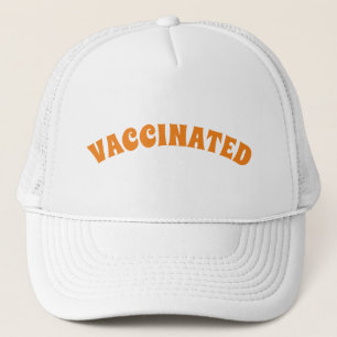 Vaccinated orange and white trucker hat