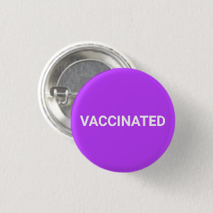 Vaccinated, orchid purple white pin button