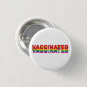 Vaccinated pride lgbt gay queer rainbow retro 3 cm round badge