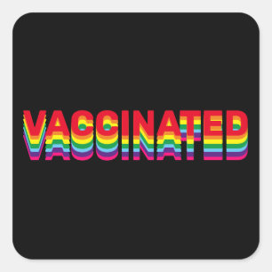 Vaccinated pride lgbt gay rainbow black retro square sticker