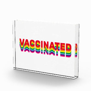 Vaccinated pride lgbt gay rainbow colours clear photo block