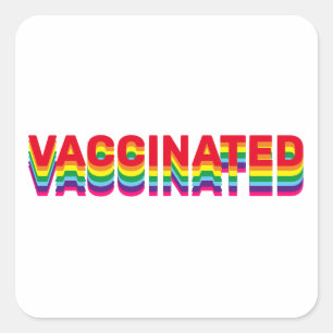 Vaccinated pride lgbt gay rainbow colours retro square sticker