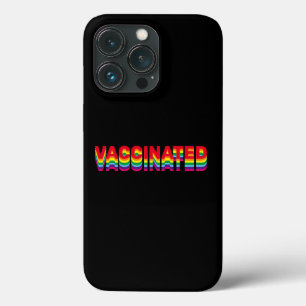 Vaccinated pride lgbt gay rainbow retro black iPhone 13 pro case