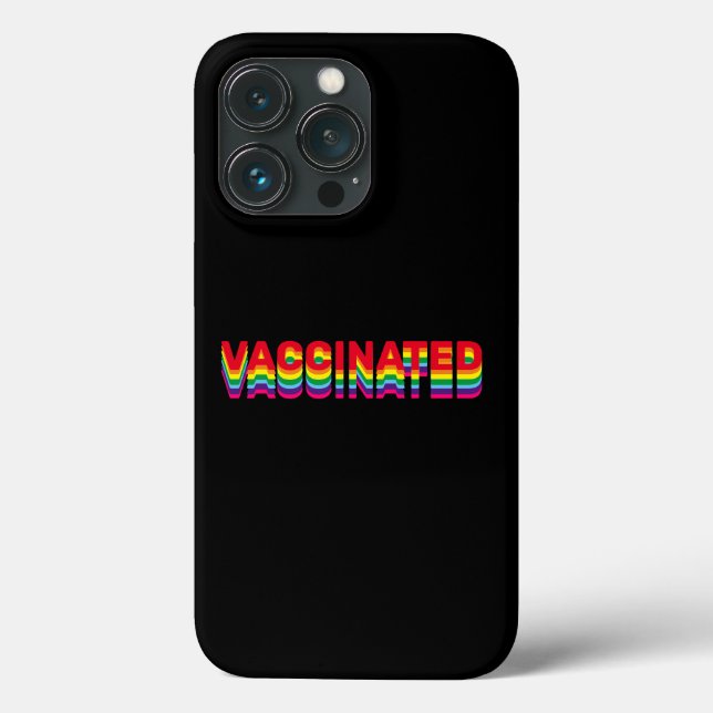 Vaccinated pride lgbt gay rainbow retro black Case-Mate iPhone case (Back)