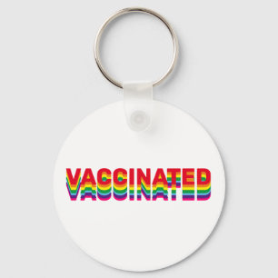 Vaccinated pride lgbt gay rainbow retro colours key ring