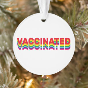 Vaccinated pride lgbt gay rainbow retro colours ornament