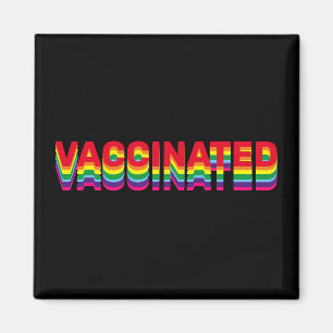 Vaccinated pride lgbt rainbow retro colours black magnet