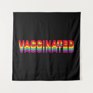 Vaccinated pride lgbt rainbow retro colours black tapestry