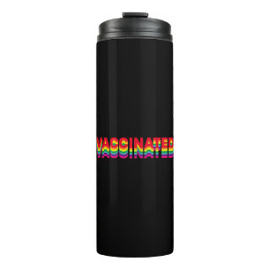 Vaccinated pride lgbt rainbow retro colours black thermal tumbler