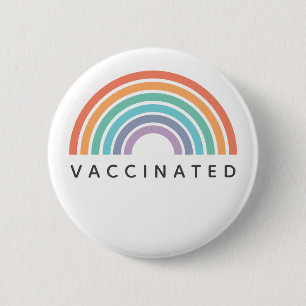 Vaccinated Rainbow   Covid Coronavirus Vaccine 6 Cm Round Badge
