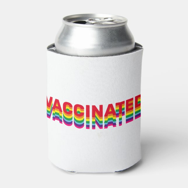 Vaccinated rainbow retro colours pride lgbt gay can cooler (Can Front)