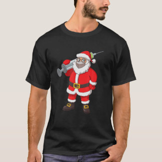 Vaccinated Santa Claus In Face Mask Funny Christma T-Shirt