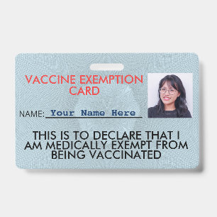 Vaccine Exemption Card ID Badge