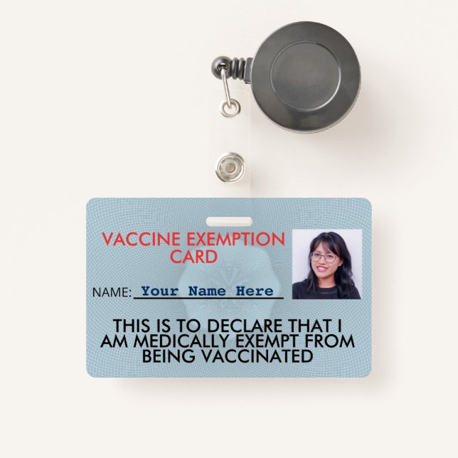 Vaccine Exemption Card ID Badge (Front with Retractable)