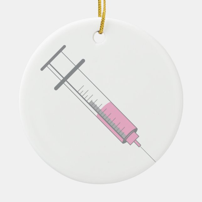 Vaccine Needle Ceramic Ornament (Front)