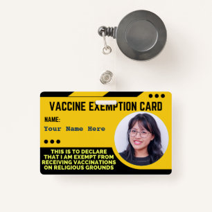 Vaccine Religious Exemption Card ID Badge