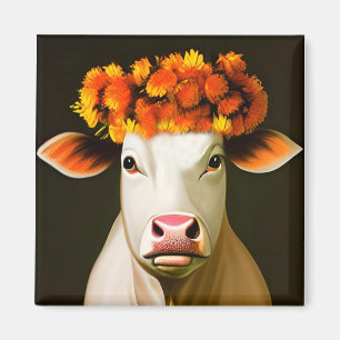 Vache fleurie magnet