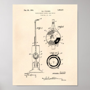 Vacuum Cleaner 1924 Patent Art Old Peper Poster