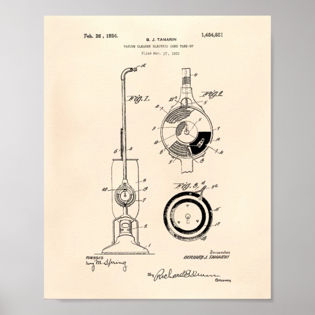 Vacuum Cleaner 1924 Patent Art Old Peper Poster (Front)