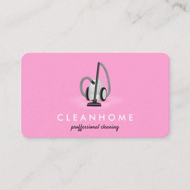 Vacuum cleaner Home Cleaning House Keeping Pink Business Card (Front)