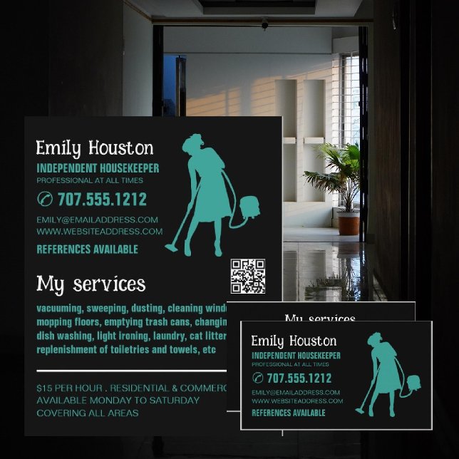Vacuum Cleaner Silhouette, Housekeeper, Maid Business Card (Creator Uploaded)