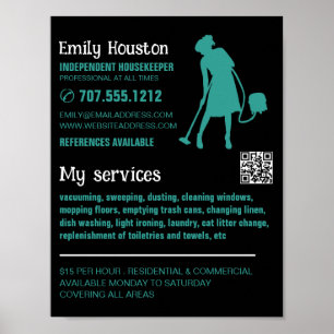 Vacuum Cleaner Silhouette, Housekeeper, Maid Poster