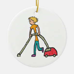 Vacuuming Ceramic Ornament
