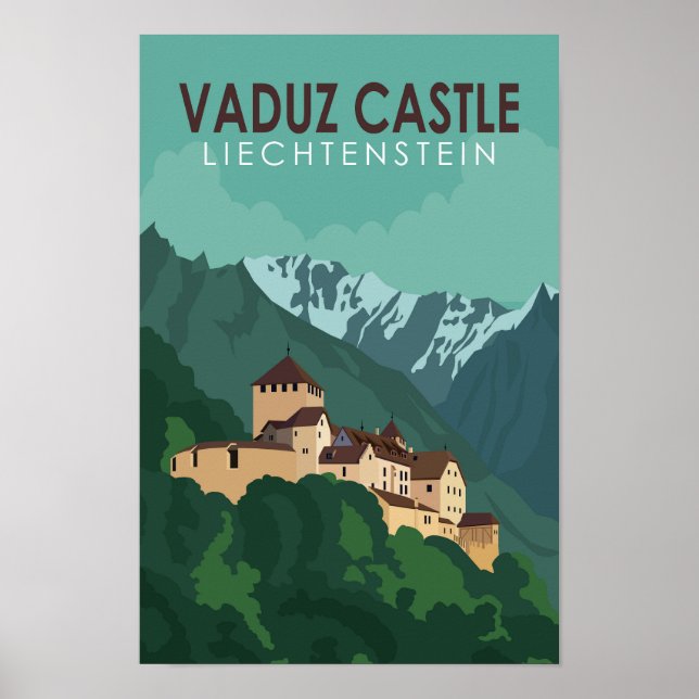 Vaduz Castle Liechtenstein Travel Vintage Art Poster (Front)