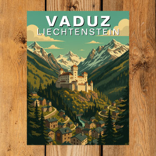 Vaduz, Liechtenstein Alpine Hillside Travel Postcard