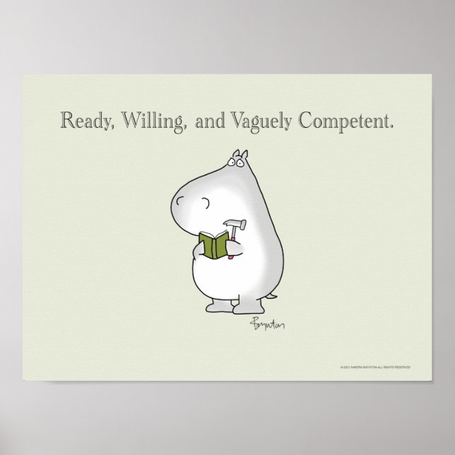 Vaguely Competent Hippo by Sandra Boynton Poster (Front)