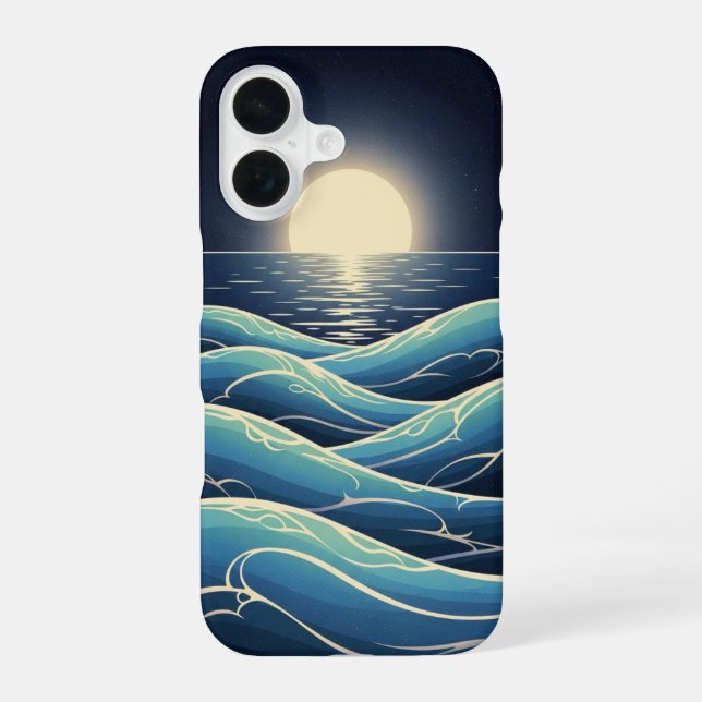Vagues Lunaires Rétro iPhone 16 Case (Back)