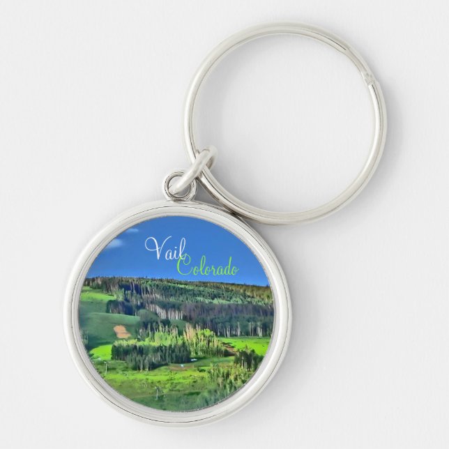 Vail Colorado bright ski run scenic keychain (Front)