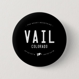 Vail Colorado Graphic Distressed Vintage Snowboard 6 Cm Round Badge