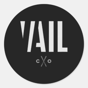 Vail Colorado Graphic Ski Classic Round Sticker