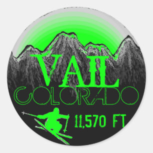 Vail Colorado green ski mountain stickers