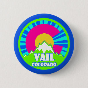 Vail Colorado neon mountains button