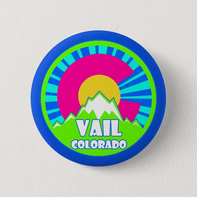 Vail Colorado neon mountains button (Front)